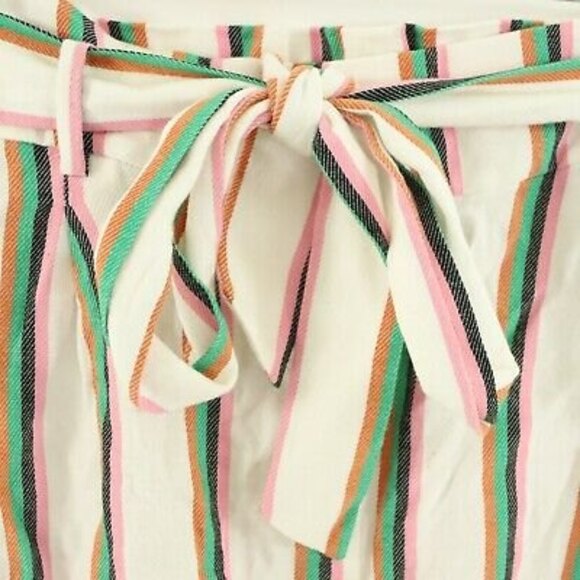 Halogen Paperbag Shorts Size XL Tie Waist Striped Dune White Multi EUC  A1 - Picture 4 of 6